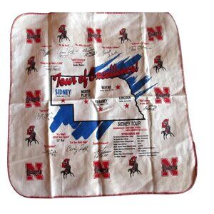 Vintage 1997 NEBRASKA HUSKERS FOOTBALL CHAMPS Kitchen Tea Towel Linen 16x16